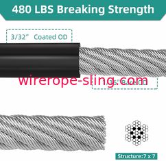 Vinil - 304 conjuntos revestidos da corda de fio inoxidável com encaixes para a construção