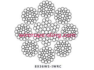 Porto de pouco peso longo claro do serviço 8x36WS IWRC da corda de fio do levantamento e guindaste móvel