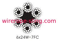 Tipo cabos de aço de Warrington 6 x 24w + 7fc, cabo encalhado redondo da corda de fio