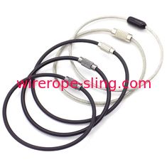 Anel de Keychain do laço da etiqueta da bagagem do estilingue da corda de fio de aço, estilingues da segurança para levantar