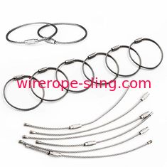 Anel de Keychain do laço da etiqueta da bagagem do estilingue da corda de fio de aço, estilingues da segurança para levantar