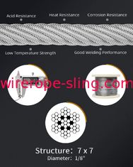 T316 corda de fio 7x7 de aço inoxidável da construção 1000FT