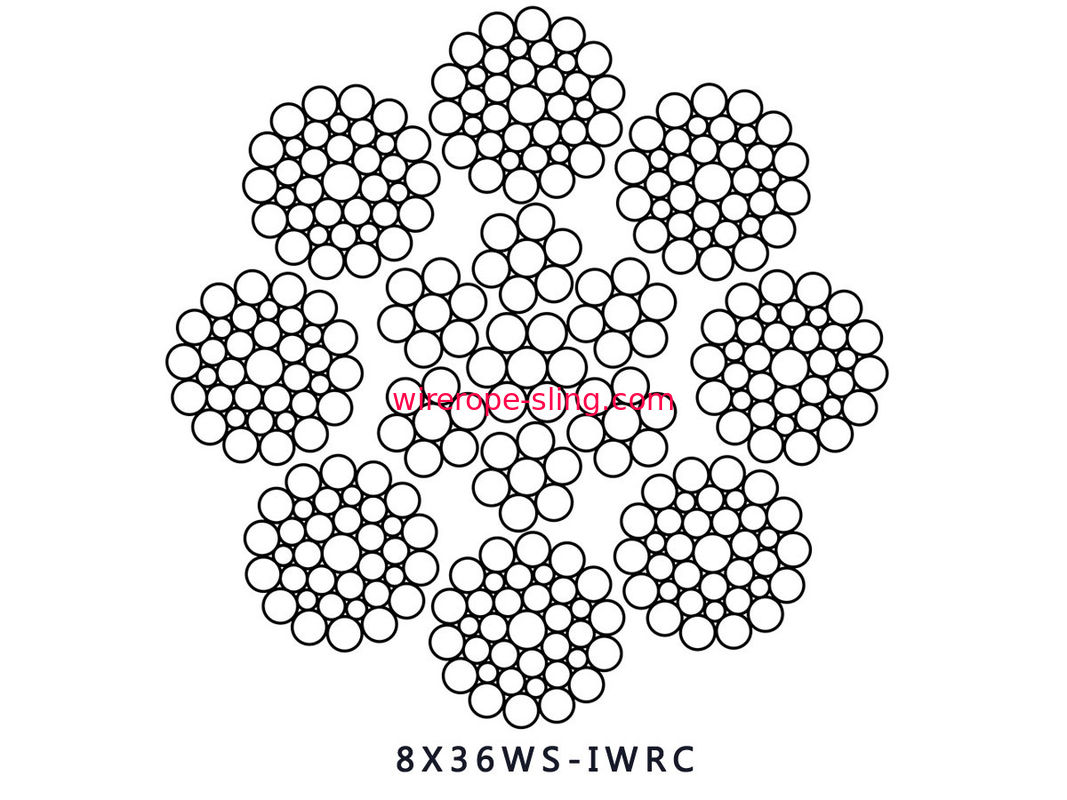 Porto de pouco peso longo claro do serviço 8x36WS IWRC da corda de fio do levantamento e guindaste móvel