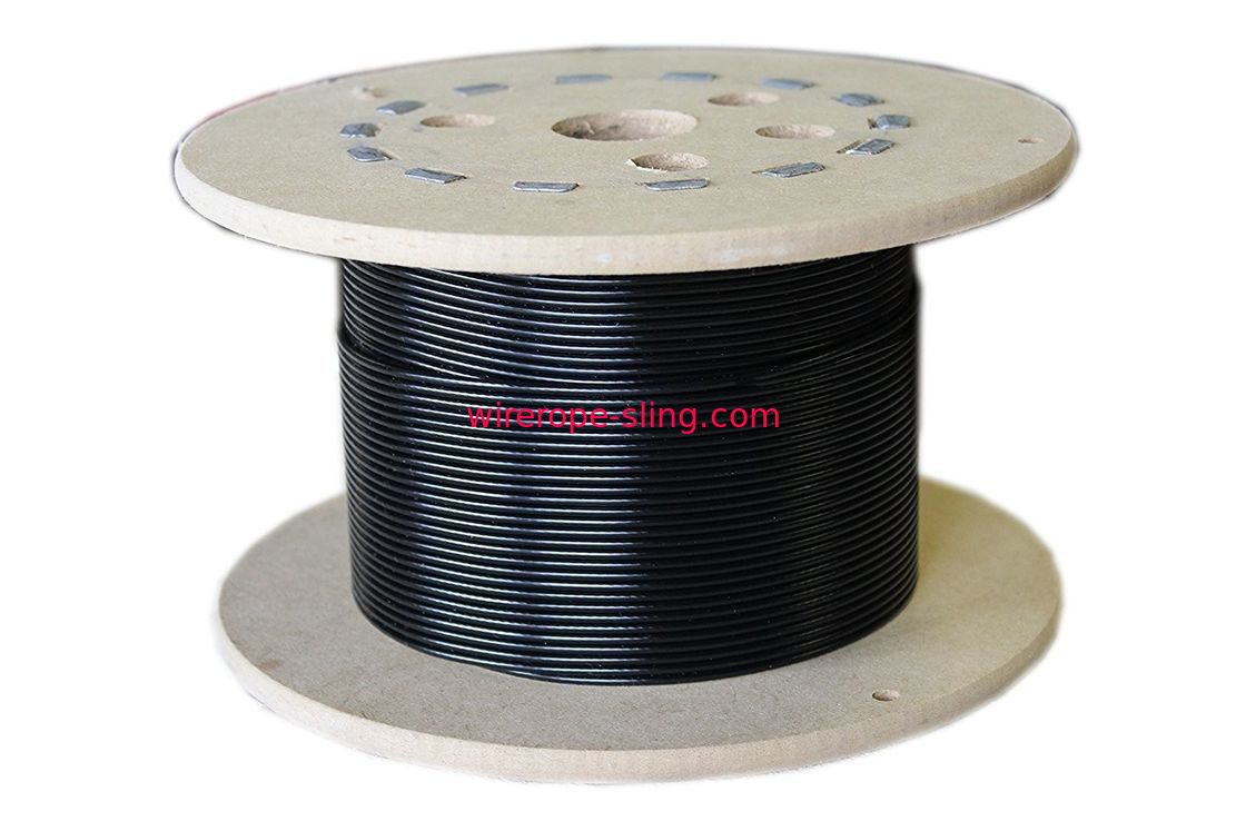 vinil de aço inoxidável do preto do núcleo da costa da corda de fio 7x7 revestido para a decoração do jardim