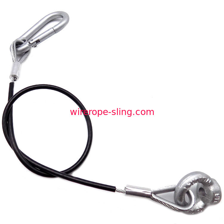 O Pvc revestido do estilingue da corda de fio de aço do oem galvanizou com olhos do laço do dedal