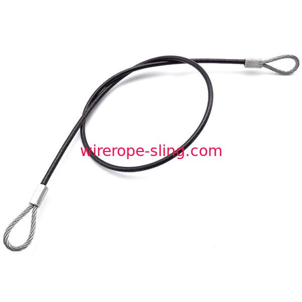 Estilingues pretos do freio da corda de fio do Pvc, estilingue do cabo do comprimento de 3000mm com laços