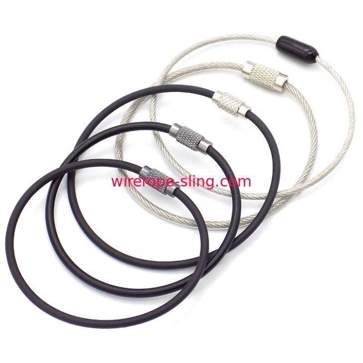 Anel de Keychain do laço da etiqueta da bagagem do estilingue da corda de fio de aço, estilingues da segurança para levantar