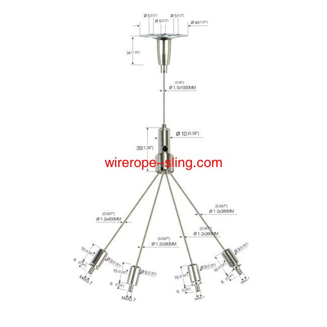 Art Wire Hanging Kits Four Legs Screw Clip Brass Plated Nickel 1.5mm Dia YW86023