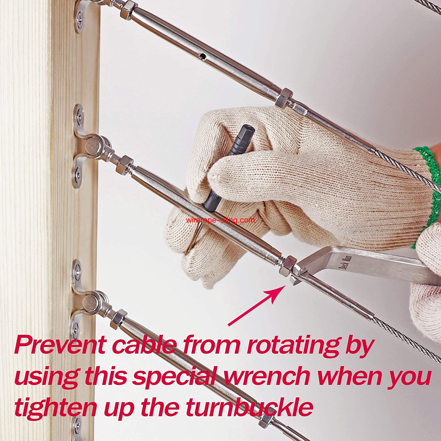 Corda de aço inoxidável Linhas de aço ajustáveis Anglo 1/8 Cable Railing Kit/Hardware para o Wood Post