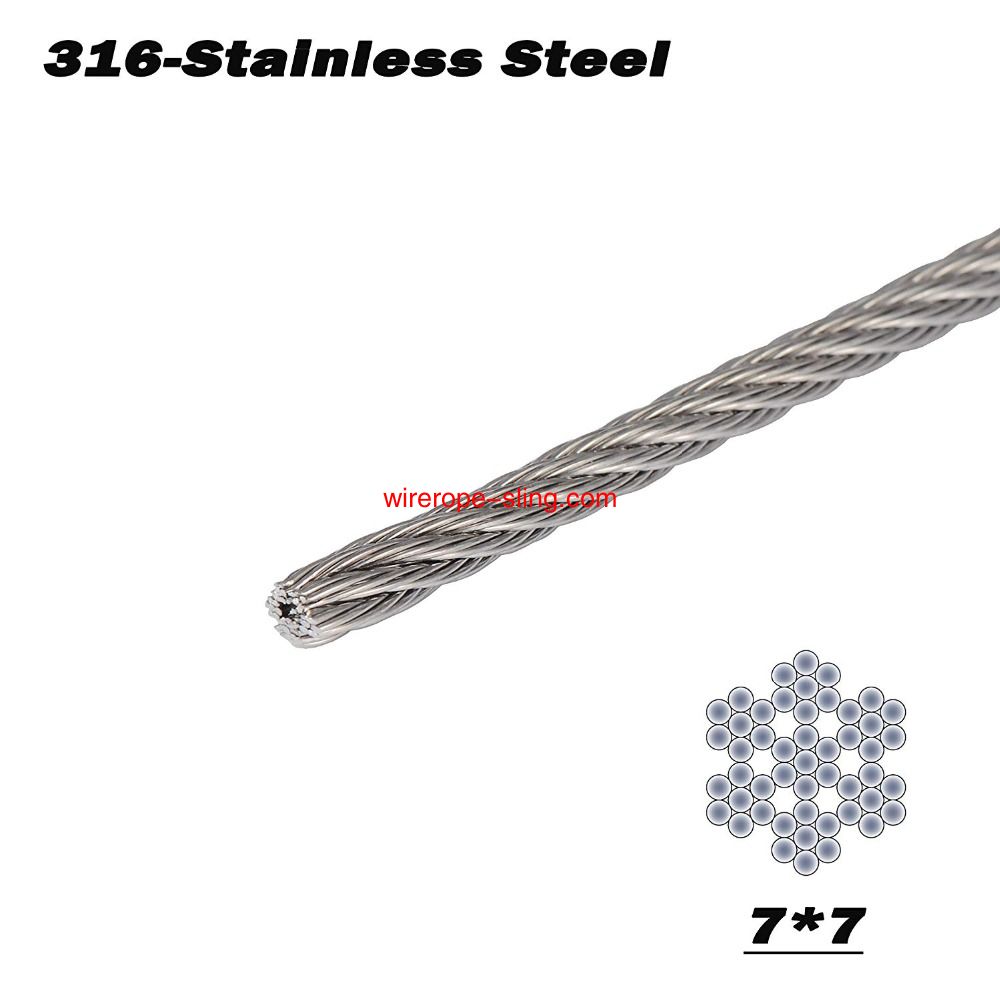 T316 Marine 3mm Stainless Steel Aircraft Wire Rope for Deck Cable Railing Kit,7x7 100/164 Feet