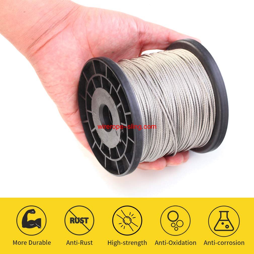 Corda de fio, 304 Corda de fio de aço inoxidável, Aircraft Cable, 328 Feet com 150 Pcs Aluminum Sleeves