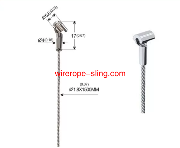 1.8MM Equipamento para pendurar peças e Imagens de aço inoxidável Fim do Cabo