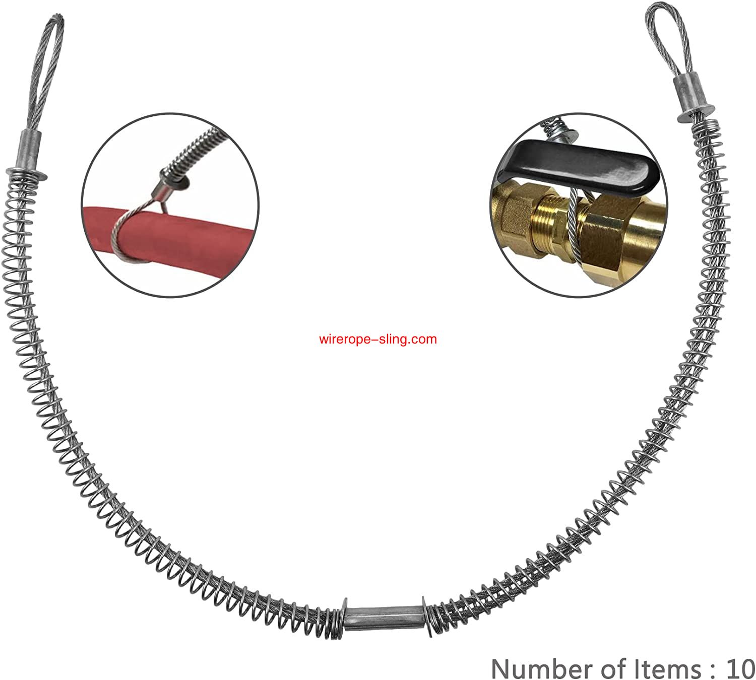 200 PSI 1/8inch X 20-1/4inch Mangueira Restrições, Cabo de Verificação de Chicote de Segurança, para Restrição, Conexão de Conexão, Verificação, Hidráulica, Pressão (10 Pack)