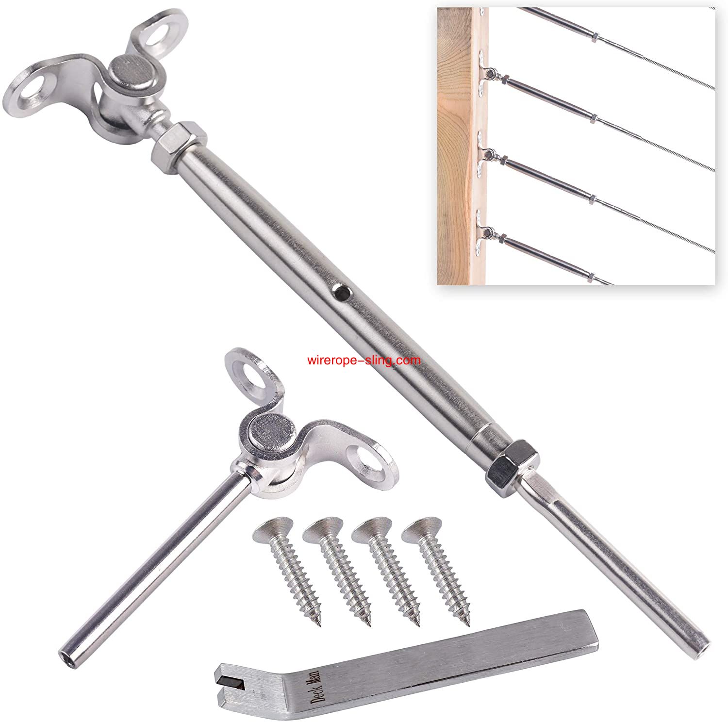 Corda de aço inoxidável Linhas de aço ajustáveis Anglo 1/8 Cable Railing Kit/Hardware para o Wood Post