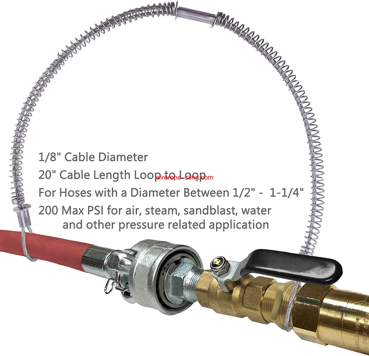 200 PSI 1/8inch X 20-1/4inch Mangueira Restrições, Cabo de Verificação de Chicote de Segurança, para Restrição, Conexão de Conexão, Verificação, Hidráulica, Pressão (10 Pack)