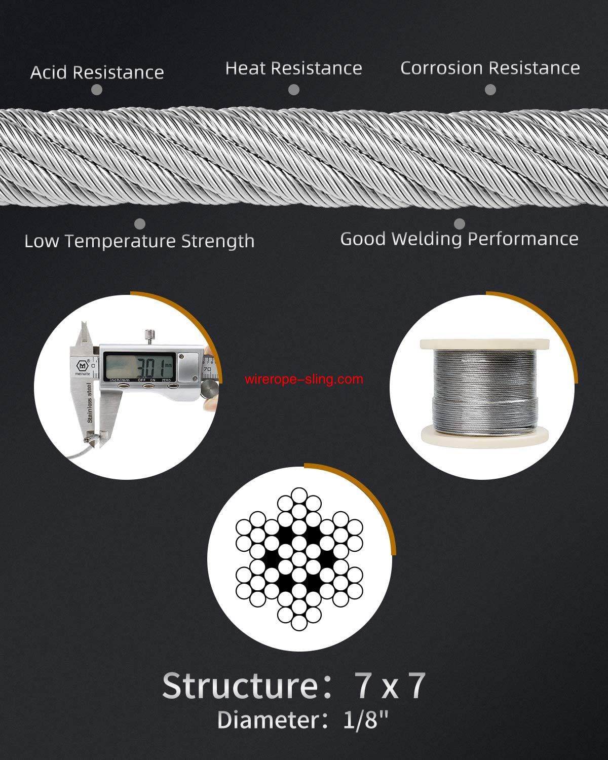 T316 Corda de FIO de aço inoxidável com Cutter, Aircraft Cable for Deck Railing, 7 x 7 Strands Construction